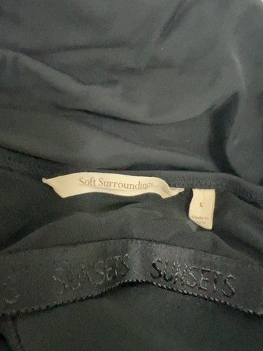 Soft Surroundings Sunsets Black Ruched Twist Front Tankini Swim Top L