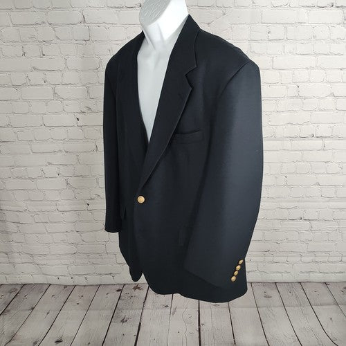 Hardwick Clothes Navy Blue Gold Two Button Blazer Sports Coat USA 44R
