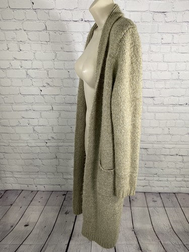KLD Brown Long Sleeve Open Front Cable Knit Sweater Cardigan With Pockets M
