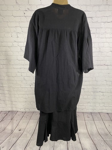 VTG Dunes Relaxed Fashion Black 2 Piece Outfit Skirt XXL Button Up Top 1XL