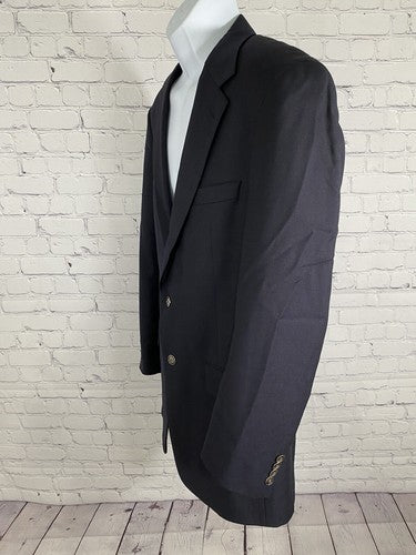 VTG Bill Blass For Marshall Fields All Wool Dark Blue 2 Button Jacket Blazer 40L
