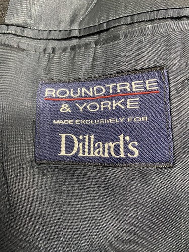 Roundtree Yorke Black 100% WoolTwo Button Blazer Jacket Wool 48R