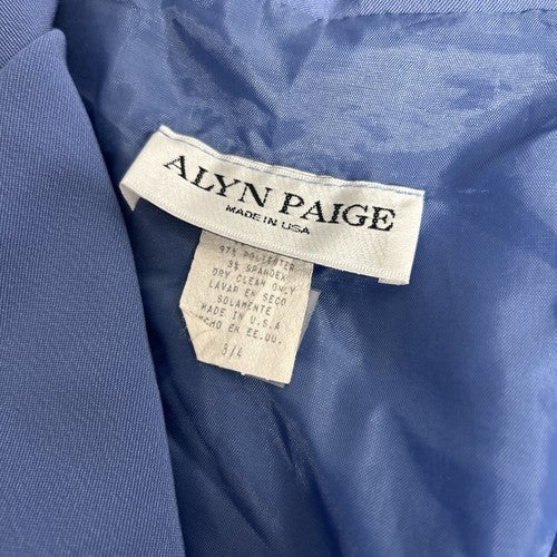 VTG Alyn Paige Blue Button Up Collared Shirt Long Blazer Suit Jacket Size 3/4