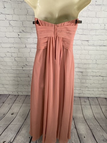 Allure Bridals Pink Strapless Back Zip Flowy Bridesmaids Prom Dress Gown Size 2