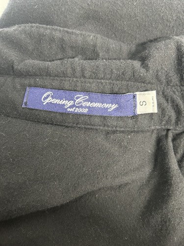 VTG Opening Ceremony Black Flannel Button Belted Light Long Jacket Women’s S