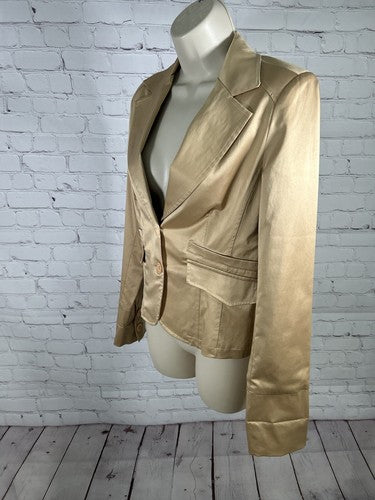 VTG Vanity Gold Tan Two Button Blazer Jacket Suit Jacket Italy Women’s Size XS