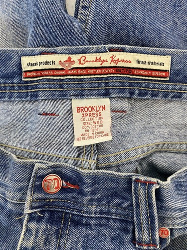 Brooklyn Xpress Medium Wash High Rise 6 Pockets Blue Denim Shorts Men’s 40W