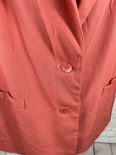 Napa Studio Coral Bitch Lapel Two Button Lined Suit Jacket Blazer Women’s 12