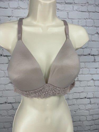 Aerie Mauve Taupe Floral Lace Trim Wireless Lightly Lined Bra 38C