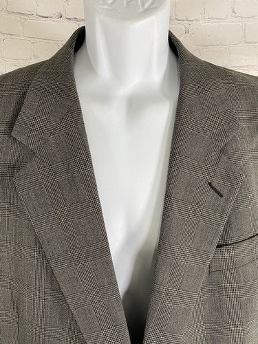 Kilburne and Finch Fine Clothiers Black Gray Plaid 2 Button Blazer Jacket 44R