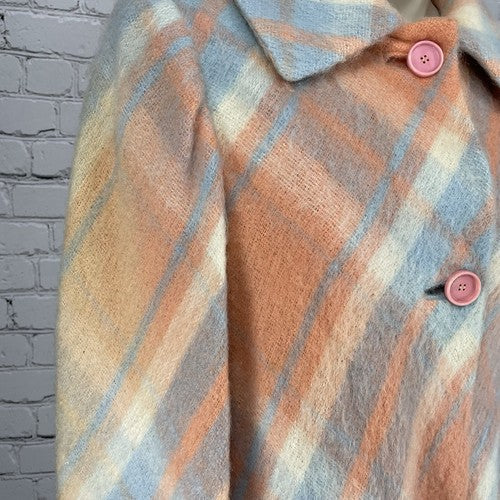 VTG Originala Peach Orange Plaid Button Lined Jacket Coat Retro Union Made M