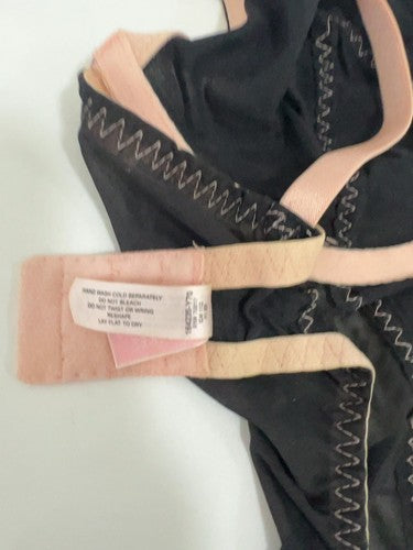 VTG Victoria's Secret Black Pink Satin Mesh Garter Babydoll Chemise Slip 36C