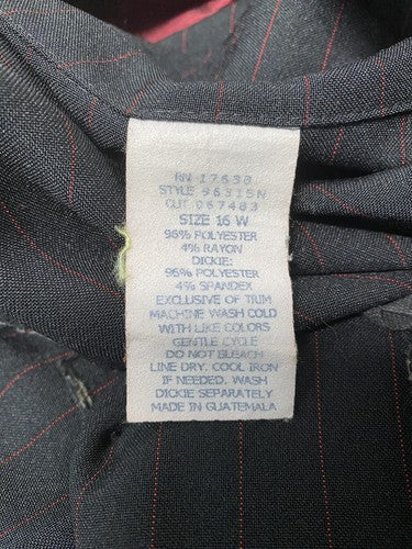 VTG Fashion Bug Black Red Striped Blazer Jacket With Red Dickie Collar 16W