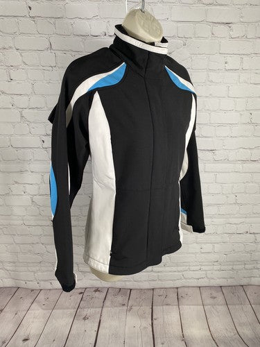 Predator Black White Blue Zip Off Hood High Neck Full Zip Jacket Women’s S