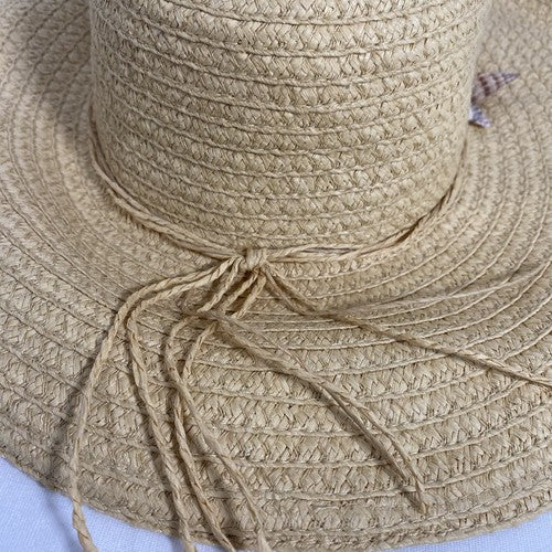 Royal Road Trading Co Yellow Straw Sea Shell Accent Straw Sun Hat One Size
