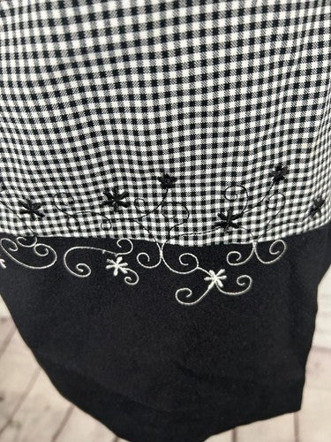 VTG Willow Ridge Black White Check Button Up Embroidered Shoulder Pad Blouse 12