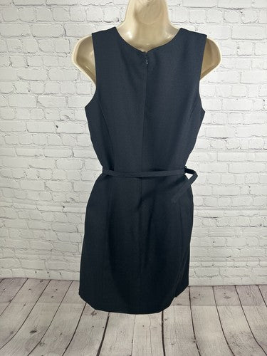 Amanda Smith Solid Black Sleeveless Belted Women’s Knee Length Sheath Dress 6
