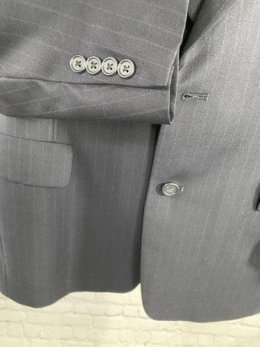 VTG Hart Schaffner Marx Gold Trumpeter Navy Pinstriped Jacket Blazer Wool 42R