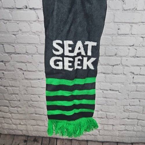 Austin FC Black Green Striped SeatGeek Fringe Knit Soccer Scarf MLS One Size