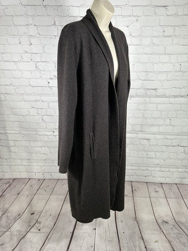 Patrizia Luca Milano Dark Brown Long Knit Sweater Cardigan W/ Pockets Size S