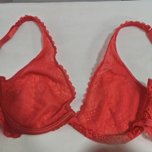Intimately Free People Coral Sheer Lace Unlined Underwire Plunge Bra 34C