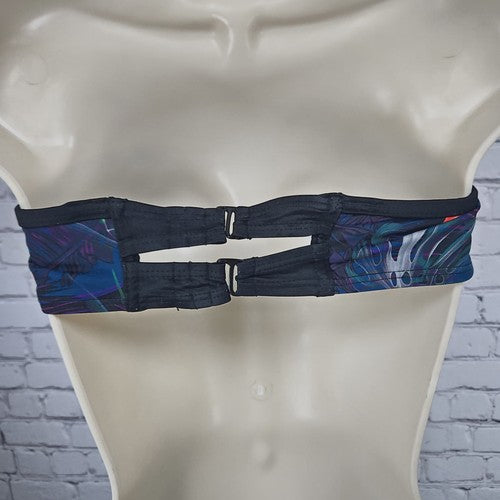 Swimsuits For All Blue Tropical Print Underwire Bandeau Bikini Swim Top 18