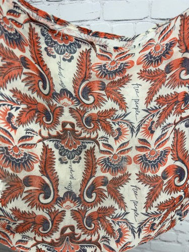 Free People Orange Muslin Shopping Bag Soft Bag Tote Small (13.5x14.5)