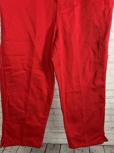 VTG Bill Blass Jeans Red Easy Fit Capri High Rise Cotton Denim Womens Pants 10