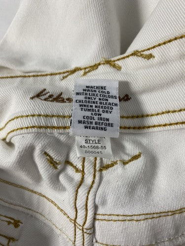 Kikit Jeans White Gold Thread Cotton Boot Cut Straight Leg Baggy Denim Jeans 8