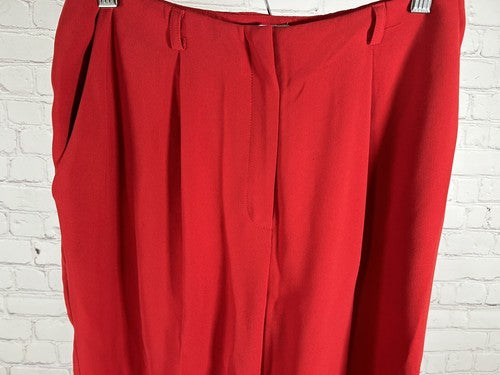 VTG Jones Wear Red Pleated High Rise Wide Leg Trousers Dress Pants 4 (27x28)