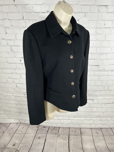 VTG Jones New York Black 100% Wool Single Breasted Cropped Blazer Women’s 6