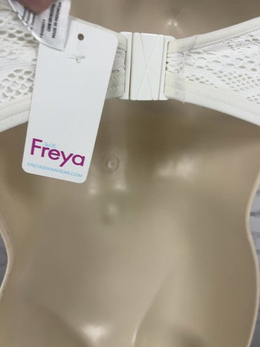 NWT Freya Swim Sundance White Crochet Lace High Neck Underwire Bikini Top 30DDD