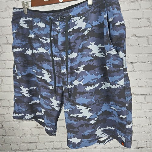 Salt Life Blue Digital Fish Camo Drawstring Board Shorts Swim Trunks 38