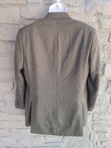 Peerless Couture International Silk & Wool Check Nailshead Black Gray Blazer 40R