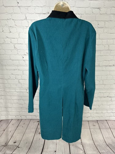 VTG Jason Matthews Teal Long Sleeve Front Back Slits Button Up Top Women’s 12