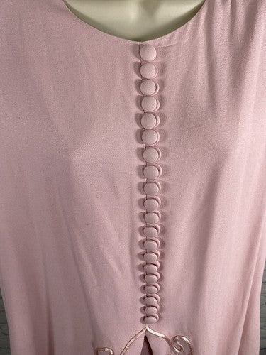 VTG Positive Attitude Layered Shoulder Pad Button Front Short Sleeve Dress 14