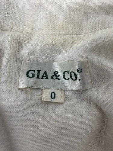 VTG Gia & Co Ivory 100% Linen Collared 3 Oyster Button Up Top Shirt Women’s 0