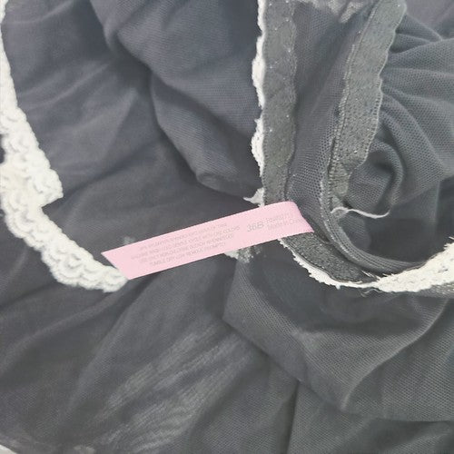 Nature Intimates Black White Lace Trim Tiered Mesh Underwire Babydoll 36B