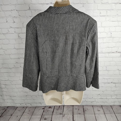 VTG Sharon Young Black White Checkered Contoured Blazer Women's Size 12