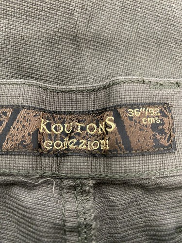 Koutons Collezioni Green Brown Flat Front Casual Straight Leg Dress Pants 36x26