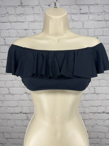 Pick Pink Black Ruffle Off the Shoulder Flounce Bikini Swim Top S