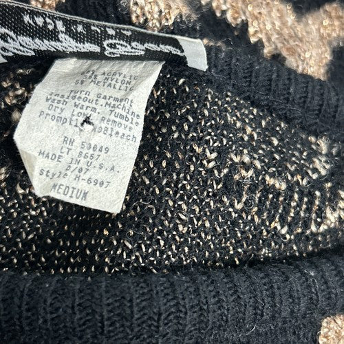 VTG Carriage Court Black Gold Pullover Long Sleeve Knit Sweater Women’s M