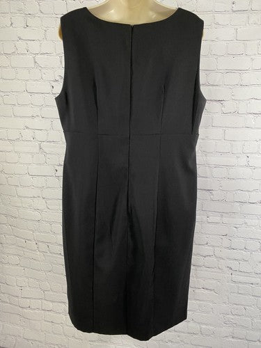 Perceptions Black Sleeveless Layered Front Square Neck Back Zip Shift Dress 14W