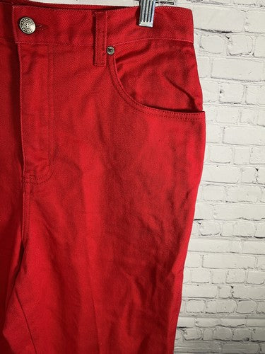 VTG Bill Blass Jeans Red Easy Fit Capri High Rise Cotton Denim Womens Pants 10