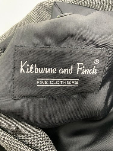 Kilburne and Finch Fine Clothiers Black Gray Plaid 2 Button Blazer Jacket 44R
