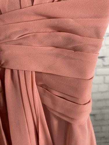 Allure Bridals Pink Strapless Back Zip Flowy Bridesmaids Prom Dress Gown Size 2