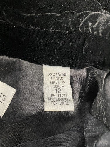 Vintage Valerie Stevens Black Silk Blend Velour Zip Up Collared Formal Jacket 8