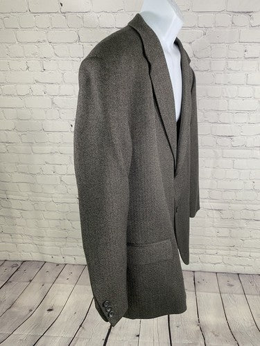Brigadier Clothiers Wool Gray Black Herringbone Jacket Blazer Sport Coat 52R