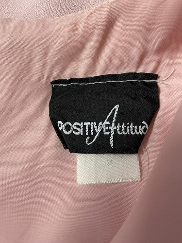 VTG Positive Attitude Layered Shoulder Pad Button Front Short Sleeve Dress 14
