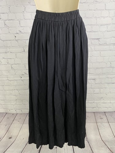 VTG Stonebridge Black Pull On Lined Elastic Waistband Long Flowy Maxi Skirt PL